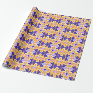 Papel De Regalo Flores Púrpura Naranja Amarillo