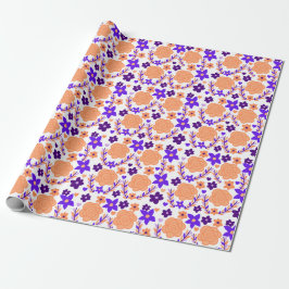 Papel De Regalo Flores Púrpura Y Naranja
