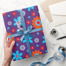 Papel De Regalo Flores retro adoran divertido patrón hippie de mar