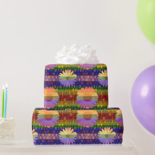 Papel De Regalo Flores Retro en Estanterías Cumpleaños