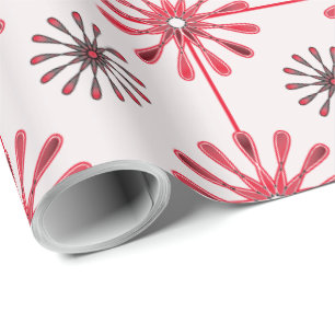 Papel De Regalo Flores Retro Espirales Elija Su Color De Fondo