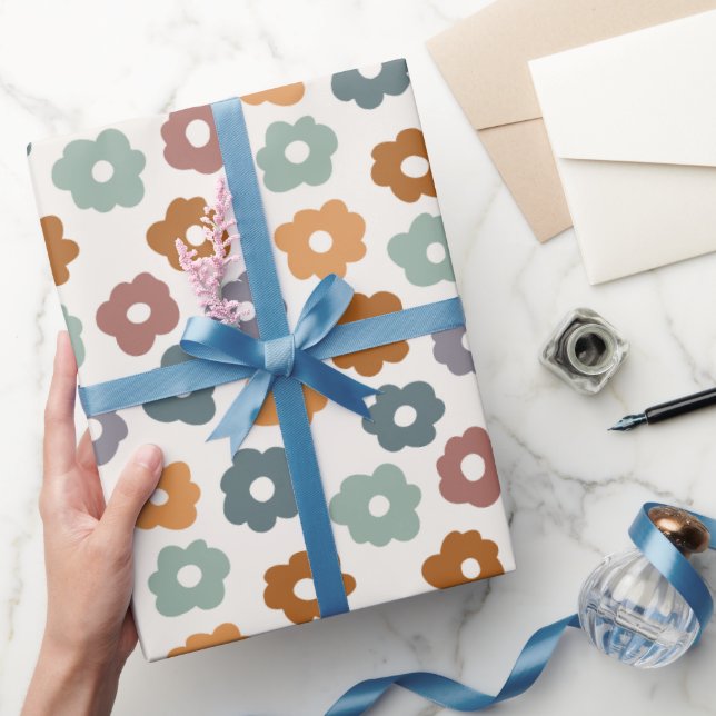 Papel De Regalo Flores Retro Lindas (Regalar)