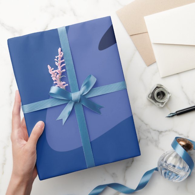 Papel De Regalo Flores Rípedos Índigo oscuro (Regalar)