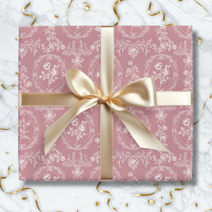 Papel De Regalo Flores Rococó Antiguas Patrón Floral