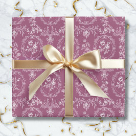 Papel De Regalo Flores Rococó Antiguas Patrón Floral