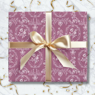 Papel De Regalo Flores Rococó Antiguas Patrón Floral