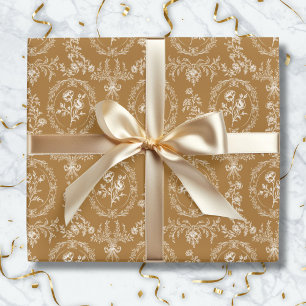Papel De Regalo Flores Rococó Antiguo Patrón Floral