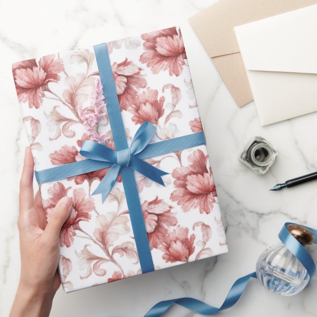 Papel De Regalo Flores Rojas Elegantes Despedida de Soltera (Regalar)