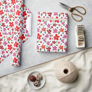 Papel De Regalo Flores rojas minimalistas y alegres