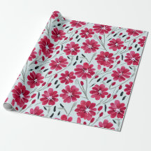 Papel de regalo Flores Rojas Watercolor Bloom