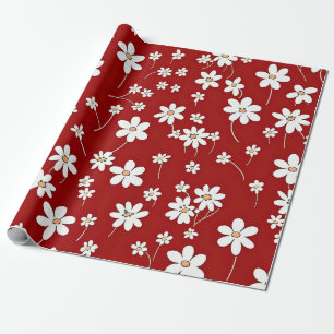 Papel De Regalo Flores Rojas Y Blancas bonitos