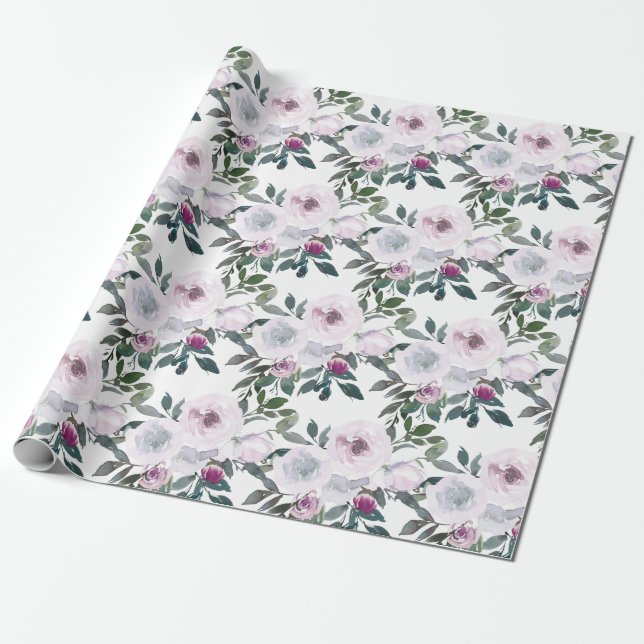Papel De Regalo Flores románticas de primavera | Acuarela (Desenrollado)