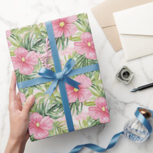 Papel De Regalo Flores rosa tropical