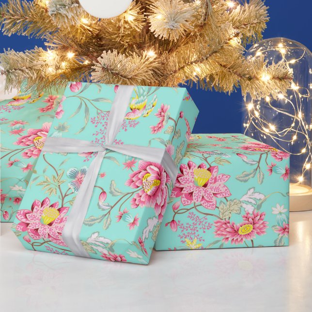 Papel De Regalo Flores Rosa Y Colibrí (Vacaciones)