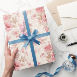 Papel De Regalo Flores rosadas