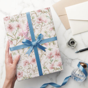 Papel De Regalo Flores Rosadas Bonitas Desayuno Nupcial