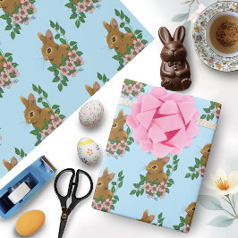 Papel De Regalo Flores rosadas de conejo conejo conejo