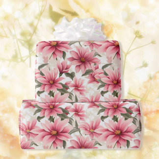 Papel De Regalo Flores rosadas de gran tamaño Ducha de novia Flora