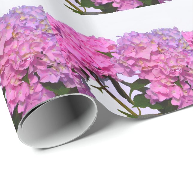 Papel De Regalo Flores rosadas elegantes hydraeas (Esquina del rollo)