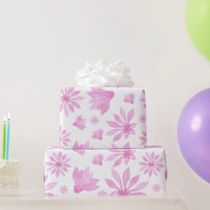 Papel De Regalo Flores rosadas florecientes acuarela