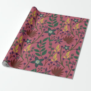Papel De Regalo Flores rosadas sin costuras florales, ramas de flo
