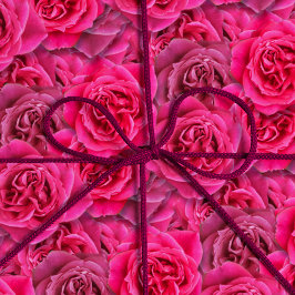Papel De Regalo Flores Rosas vibrantes Patrón sin foco Color rosa