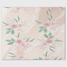 Papel De Regalo Flores rosas y hojas verdes | Arte floral moderno