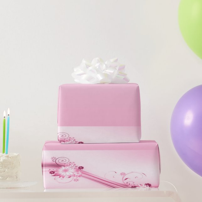 Papel De Regalo Flores rosas y olas (Regalos de fiesta)