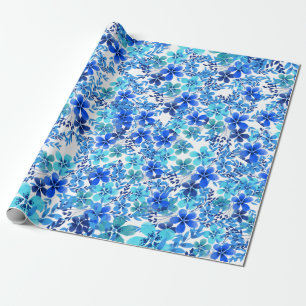 Papel De Regalo Flores Royal Blue and Turquoise Garden