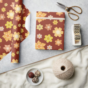 Papel De Regalo Flores Rústicas Caídas Elegante Día de Acción de G