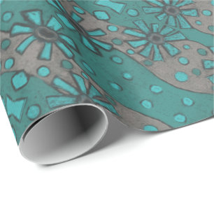 Papel De Regalo Flores Rústicas, Patrón Floral Abstracto Gris Verd