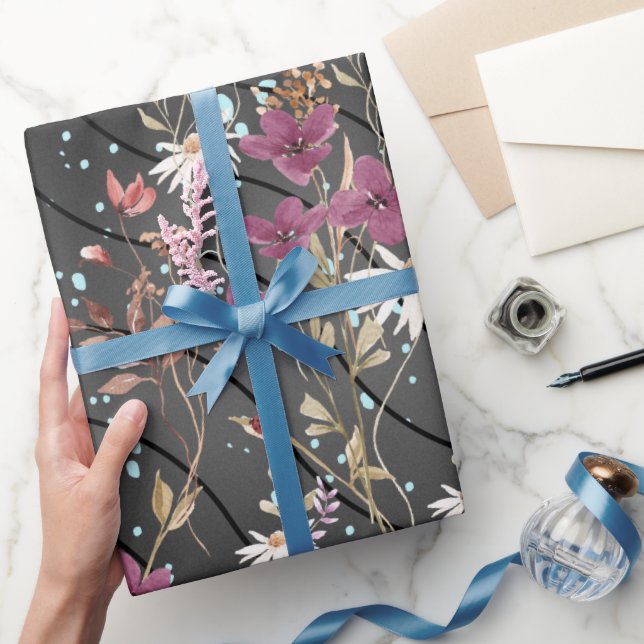 Papel De Regalo Flores salvajes retro boho elegante (Regalar)