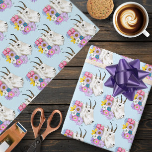 Papel De Regalo Flores silvestres Cabra blanca de montaña Naturale