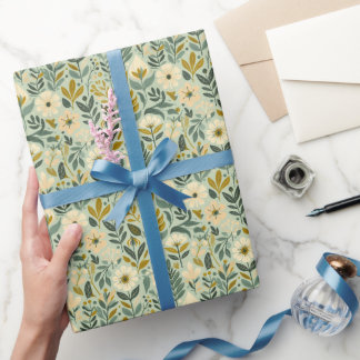 Papel De Regalo Flores silvestres de Boho floral de medio siglo Fl