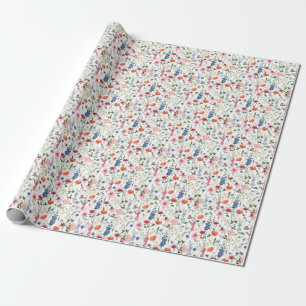 Papel De Regalo Flores silvestres de verano, acuarela sin costuras