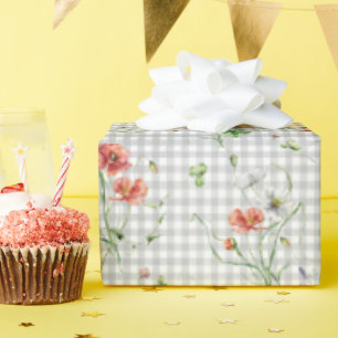 Papel De Regalo Flores Silvestres En Gingham