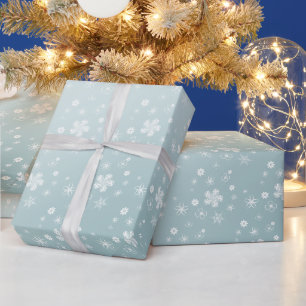 Papel De Regalo Flores silvestres y estrellas de invierno azul