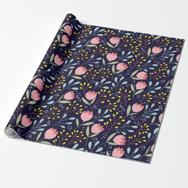 Papel De Regalo Flores sin costura (Desenrollado)