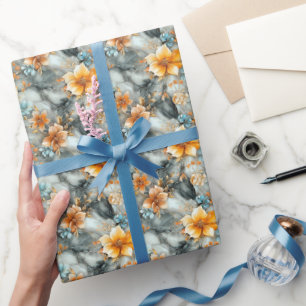 Papel De Regalo Flores sobre mármol