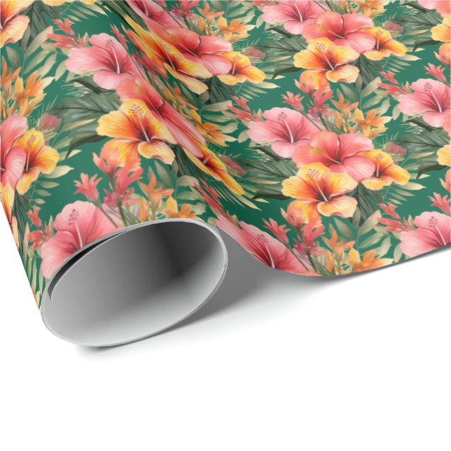 Papel De Regalo Flores tropicales (Esquina del rollo)