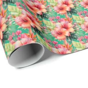 Papel De Regalo Flores tropicales