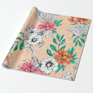 Papel De Regalo Flores tropicales acuáticas, sin costura, pa román
