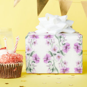 Papel De Regalo Flores tumultuosas rosadas y moradas