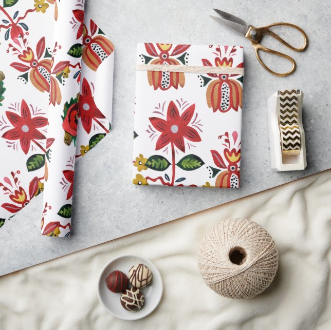 Papel De Regalo Flores ucranianas decorativas (Artesanía)