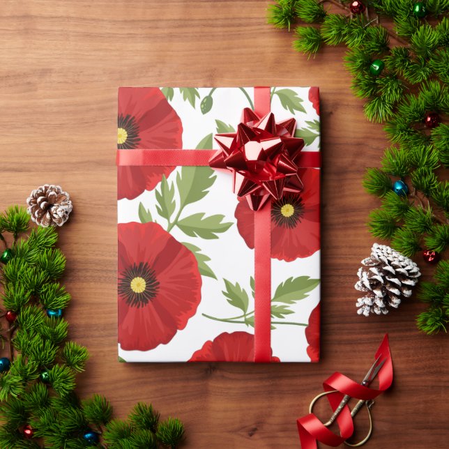 Papel De Regalo Flores veraniegas alegres con adormidera (Regalo de vacaciones)