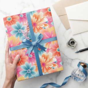 Papel De Regalo Flores veraniegas brillantes de flores tropicales