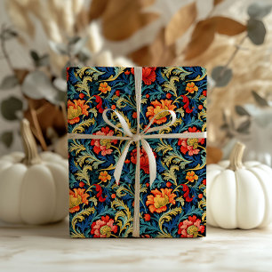 Papel De Regalo Flores vibrantes de color inspiradas en William Mo