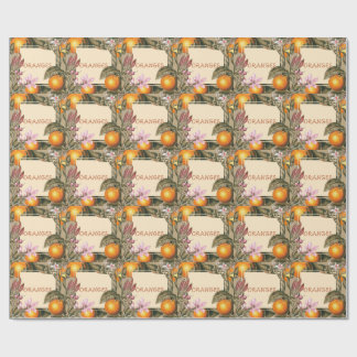 Papel De Regalo Flores Vintage y Naranjas