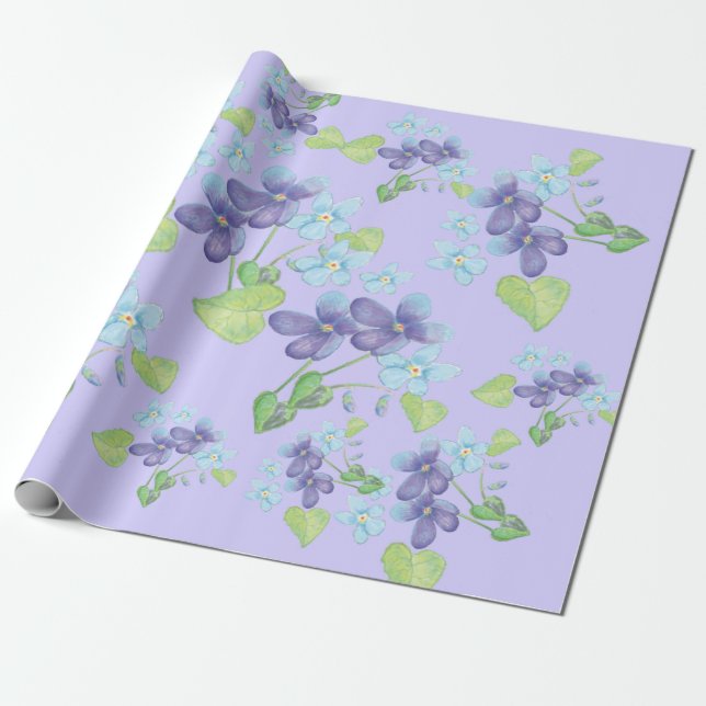 Papel De Regalo Flores violetas silvestres (Desenrollado)