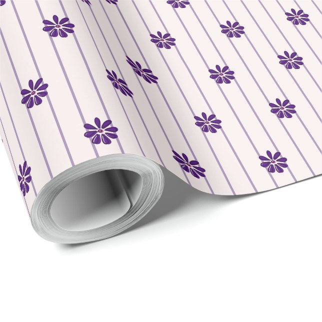 Papel De Regalo Flores violetas y Rubor de bonito (Esquina del rollo)